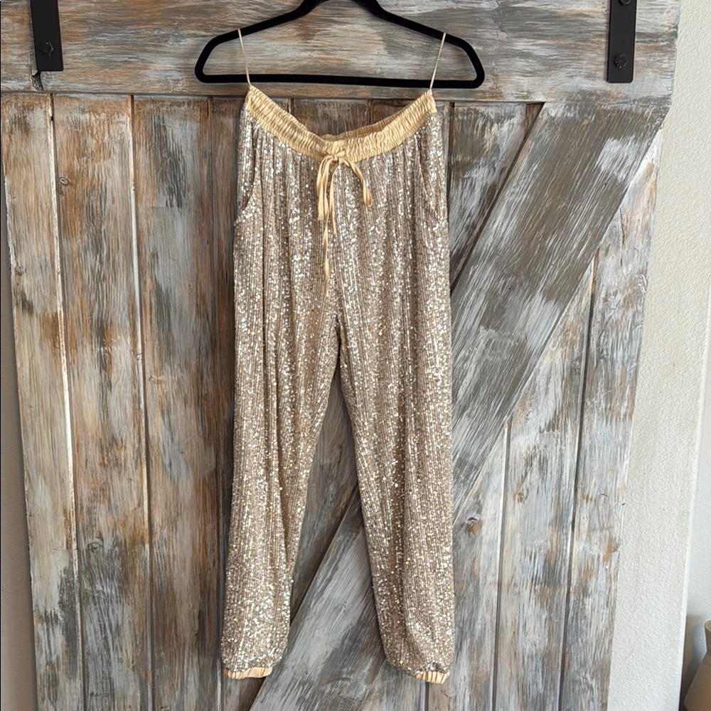12th Tribe Gold Sequin Joggers